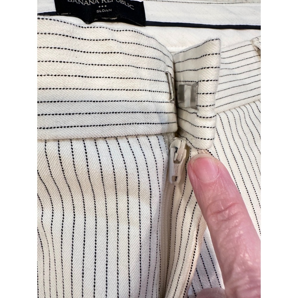 Banana Republic Sloan Pants Womens 16 White Pinstripe Slim Ankle Bi-Stretch Work - Picture 4 of 7